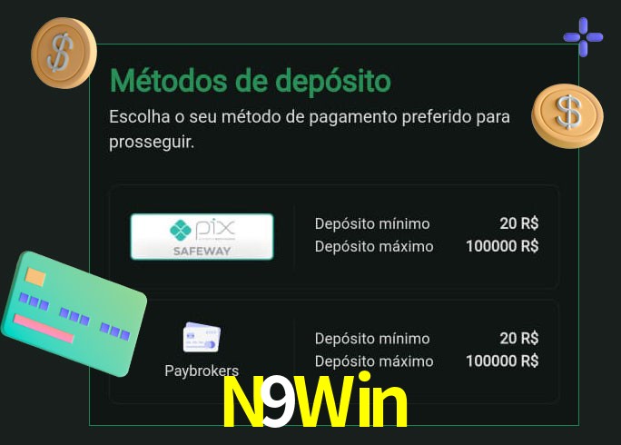 O cassino N9Win oferece uma grande variedade de métodos de pagamento